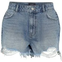 Noisy may Jeansshorts Hoher Bund Fransen Saum Used Look Bequeme Passform (1-tlg) NMOLESIA HW FRINGED SHORTS AZ459MB