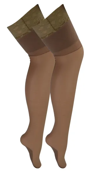2 Paar Multipack Damen Nahtstrümpfe mit Spitze | Sock Snob | Damen Strümpfe - Nude / Nude