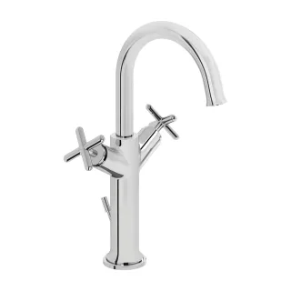 VitrA Origin Classic Zweigriff-Waschtischmischer mit Ablaufgarnitur Höhe 34 cm Chrom,A42887 A42887