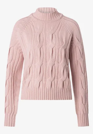 MORE & MORE - Pullover mit Zopfmuster rosa - Gr. - 36