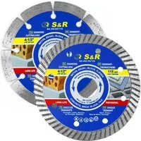 S&R Trennscheibe Diamanttrennscheiben 115 mm x 10 mm x 22.2/15.88 mm inkl Reduzierring, Ø 115 mm, (Set, 2 tlg. 1x Segment Standard, 1x Turbo-Rand), für Stein, Beton, Ziegel, Fliesen