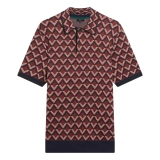 Ted Baker Melvvin Geo Jacquard Bordeauxfarbenes Strick-polohemd