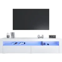 SONNI TV-Schrank TV-Schränke mit LED Beleuchtung Weiß/schwarz 120-180cm breit Dicke: 15 cm Brett TV Lowboard