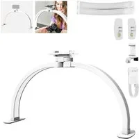 Neewer LED Schreibtischlampe HM04-D 23" Tishc Halbmond Nail Lamp, 308 LEDs, 28W, zweifarbig, LED fest integriert, 3000K/3500K/4400K/5600K/6500K, mit Handyhalterung, faltbare Tischlampe für Maniküre Handwerks