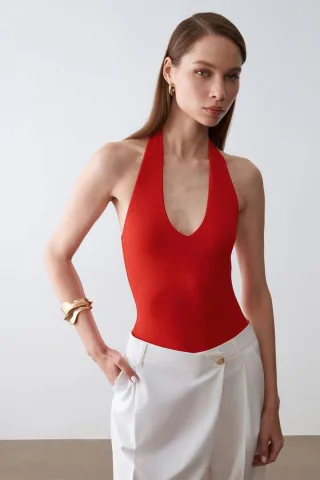Halter-Neck Cut-Out Bodysuit