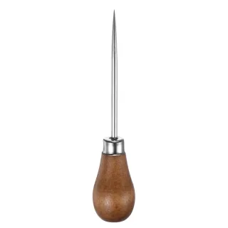 Single Gourd Awl Handwork Sewing Awl Log Color Wooden Handle 4.53" x 0.98" Polished Surface for Leather Punching and DIY