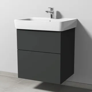 Sanipa 3way Waschtischunterbau zu Geberit Renova Plan Waschtisch mit 2 Auszügen, Graphit-Matt SP8751B