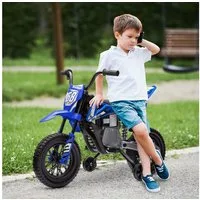 AIYAPLAY Elektro-Kindermotorrad 12V mit Musik, abnehmbar Trainingsrädern, 2,4-5 km/h, Belastbarkeit 30 kg, (1-tlg), für 3-6 Jahre Kinder, max. 30 kg, Blau