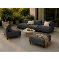 A&J MöbelLand GmbH Gartenlounge-Set Outdoor Lounge Set SUN – Sofa, Sessel und Hocker, (Outdoor Lounge Set für Garten und Terrasse, 3-teiliges modernes Garten Lounge Set), Wetterfestes Lounge Set für Garten und Terrasse
