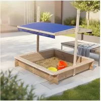 Melko Sandkasten Sandkasten Sandkiste 120x120 CM Holz mit verstellbaren Dach Sandbox, (Stück), Mit verstellbarem Sonnendach