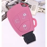 mt-key Schlüsseltasche Autoschlüssel Softcase Silikon Schutzhülle Rosa, Mercedes Benz W169 A B C CL CLK E M R S SL SLK Klasse 3 Tasten