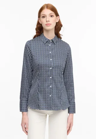 ETERNA - Bluse Satingewebe Langarm navy - Gr. - 44/Langarm