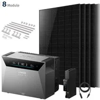 SolarMars Balkonkraftwerk mit Speicher Anker Solix Solarbank 4 E5000 Pro, 4000Wp, (mit 12 x DC Kabel, 4x Y-Adapter Paar, 1 x Smart Meter Gen 2), optionaler BP5000 & BP2700 Erweiterungsakku und Halterung