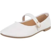 Ital-Design Eleganter Mary Jane Schuh mit Riemen – für Alltag und Anlässe Schnürpumps (91554549) Blockabsatz Riemchenballerinas in Weiß