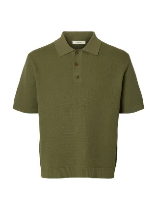 SELECTED MEN - SLHDANE SS KNIT RELAXED POLO NOOS deep lichen green - Gr. - M