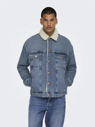 ONLY&SONS - ONSWILSON SHERPA DBTINT 0970 DNM JACKET Dark Blue Denim - Gr. - S