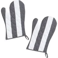 Kracht Topfhandschuhe Blockstreifen, (Set, 2-tlg., Set), 2er Set Ofenhandschuhe, wattiert, ca. 20x30 cm