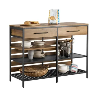 SoBuy Kücheninsel, Braun, Holzwerkstoff, Holz, Metall, 120x91x45 cm, Küchen, Küchenmöbel, Kücheninseln