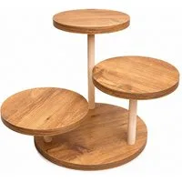 Jungengel Blumenständer 3-in-1 Standregal Blumenregal Tortenständer Servieretagere Cupcake (Einzelartikel, 3 Ebenen mit Holzsäulen und werkzeuglosem Drehsystem), 3-in-1 Etagere als Servierständer, Dekoregal und Pflanzenständer