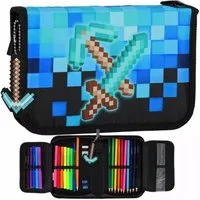 Starpak Federmäppchen Starpak Jungen Federmäppchen Pixel Blue mit Zubehör, robust, (1-tlg)
