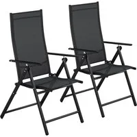 TLGREEN Klappstuhl 2-er Set Gartenstuhl,Klappbarer aus Texteline-Gewebe, (7-Fach Verstellbare Rückenlehne,Bis 120kg Belastbar, 2 St), für Garten, Terrasse, Balkon und Camping