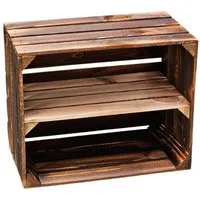 Teramico Holzkiste Holzkiste Regal mit Ablage Lang 50 x 40 x 30cm Geflammt, Vintage Obstkiste