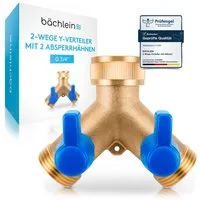 Bächlein 2-Wege-Ventil Hochwertiger Y-Verteiler, (genormtes Gewinde), 360° rotierbarer Wasseranschluss für zwei Geräte mit Absperrhähnen