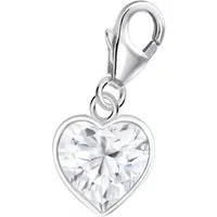 Goldene Hufeisen Charm Kristall Herz Zirkonia Karabiner Charm Anhänger aus 925 Silber, Charm für Armband