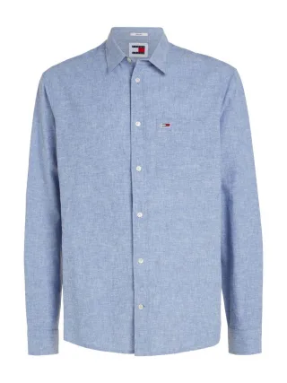 Tommy Hilfiger - Hemd mit Leinen blau - Gr. - S