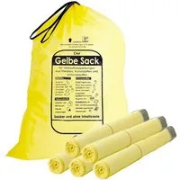 ARLI Müllbeutel Der Gelbe Sack 90L HDPE Müllbeutel gelbe Müllsäcke, Zubehör für Mülltonne, mit Zugband