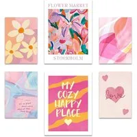 ARTFAVES Bilder-Collage Poster Set Abstract Dopamine Art I mehrteilige Bilderwand I Wandbilder, (Wandbilder modern, 6 St)