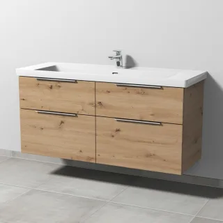 Sanipa 3way Waschtischunterbau zu Villeroy & Boch Subway 3.0 Waschtisch mit 4 Auszügen, Eiche Natura UM85085