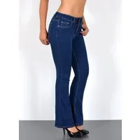 ESRA Bootcut-Jeans Damen Schlagjeans mit weitem Bein und Stretch bis Große Größen B5 Flared Jeans Damen Bootcut Hose Stretch-Jeans mit Schlag
