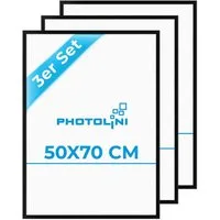 PHOTOLINI Bilderrahmen 3er Set modern mit bruchsicherem Acrylglas, Holz MDF, Fotos & Poster, für 3 Bilder (3er Set), Posterrahmen 50x70 cm zum Aufhängen