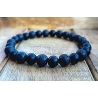NAHLE Armband Naturstein Perlenarmband, mit Onyx und Lavastein