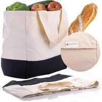 Dimono Einkaufsbeutel DIMONO Baumwolle Einkaufstasche – Bio Baumwolltasche mit breitem Boden, 24 l, Obst- & Gemüsebeutel Biologische Baumwolle