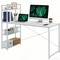 ANYSUN Schreibtisch Computertisch mit Regalböden rechts oder Links (1-St., 1 Tisch), Bürotisch Gamingtisch mit verstellbarer Ablage 120 / 140 cm