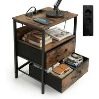 relaxdays Beistelltisch mit USB Anschluss
