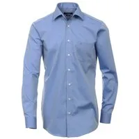 CASAMODA Businesshemd Herren Hemd extra langer Arm 69cm Langarm Hemd uni regular fit, blau HL28, 43