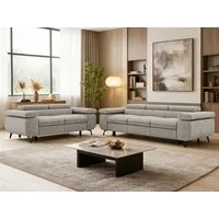 MKS MÖBEL Polstergarnitur PETER, (2+3, Set, modernes Sofa-Set, Couchgarnitur fürs Wohnzimmer), verstellbare Kopfstützen und Armlehnen