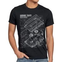 style3 Print-Shirt Herren T-Shirt TAPE Kassette disko MC DJ retro musik turntable ndw analog disco