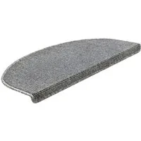 en.casa Stufenmatte, halbrund, 15er Set Treppenmatten halbrund 65x24cm selbstklebend Hellgrau
