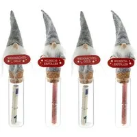 Annastore Geschenkbox 4 x Wichtel mit Glasröhrchen für Geldgeschenke H 15 cm, Geldverpackung, Verpackung für Geld Geschenk