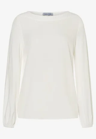 MORE & MORE - Blusenshirt in Materialmix weiß - Gr. - 36