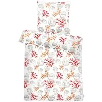 APELT Bettwäsche Coral, Satin (Bio-Baumwolle), Korallen und Muscheln