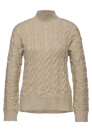 Street One - Pullover mit Zopfmuster beige - Gr. - 42