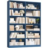 Homfa Bücherregal 188,7cm Standregal Büroregal Raumteiler, mit 12 Fächern, Holz, 120x30x188,7cm, Blau