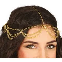 Fiestas Guirca Kostüm, Prinzessin Mittelalter Kopfschmuck Karneval Kostüm Gold Kette Fantasi