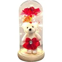 VERK GROUP Geschenkbox Ewige Rose im Glas mit süßem Teddybär Muttertag