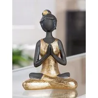 MF Dekofigur Dekofigur Amira Yoga Frau Gold Schwarz 15,5 cm sitzend (1 St)